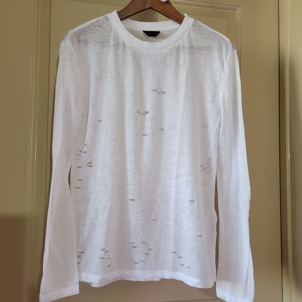 Topshop Crewneck Burnout Shirt Longsleeve